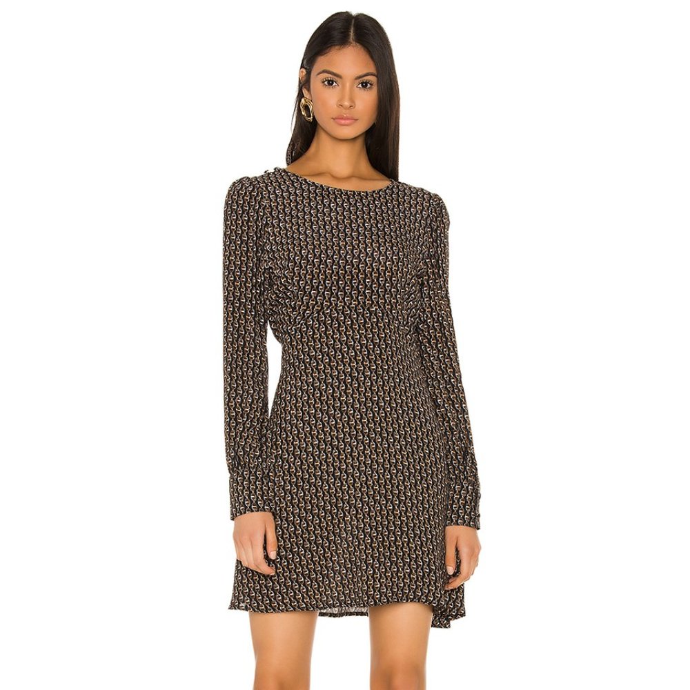 Flynn Skye Black and Cream Patterned Dress